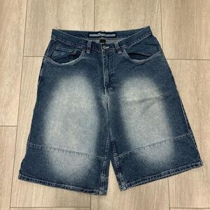 Vintage Y2K Enyce Jean Shorts Jorts Embroidery Baggy Blue Mens Size 34